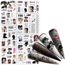 Load image into Gallery viewer, 3D Nail Slider Black Russia Letter Sticker Decals Flamingo Design Adhesive Manicure Tips Nail Art Decorations Accessories Sliders Manicure Decoration 3D Nail Supplies Holographic Decals Transfer Sliders Nail Design Manicures Nail Self-Adhesive Sticker