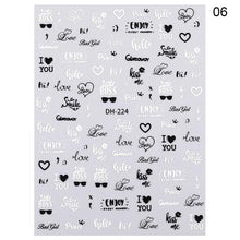Load image into Gallery viewer, 3D Nail Sticker Russian English Letter Sticker For Nails Foil Love Heart Design Accessories Fashion Manicures Sticker Decoration Nail Art Stickers Water Transfer Nail Decals Full Wraps Gradient Acrylic Nail Kits for Women Manicure Decoration