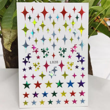 Load image into Gallery viewer, 3D Nail Sticker Waterproof Shining Decals Stickers for Nails Cute Beautiful Love Heart Nail Art Decoration Aurora Silver Design Nail Art Stickers Decals Nail Art Supplies Valentines Day 3D Self-Adhesive Nail Decorations Manicuring Nail Art Manicure