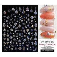 Load image into Gallery viewer, 3D Nail Stickers Decals Snowflakes Elk Bear Christmas Xmas Transfer Stickers Nail Art Self-Adhesive Decals Decoration Nail Art Stickers Decals Christmas Snowflake Bronzing Christmas Slider Nail Art 3D Decals Decoration