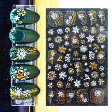 Load image into Gallery viewer, 3D Nail Stickers Decals Snowflakes Elk Bear Christmas Xmas Transfer Stickers Nail Art Self-Adhesive Decals Decoration Nail Art Stickers Decals Christmas Snowflake Bronzing Christmas Slider Nail Art 3D Decals Decoration