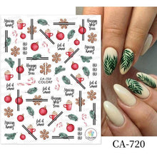 Load image into Gallery viewer, 3D Nail Stickers Decals Snowflakes Elk Bear Christmas Xmas Transfer Stickers Nail Art Self-Adhesive Decals Decoration Nail Art Stickers Decals Christmas Snowflake Bronzing Christmas Slider Nail Art 3D Decals Decoration
