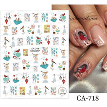 Load image into Gallery viewer, 3D Nail Stickers Decals Snowflakes Elk Bear Christmas Xmas Transfer Stickers Nail Art Self-Adhesive Decals Decoration Nail Art Stickers Decals Christmas Snowflake Bronzing Christmas Slider Nail Art 3D Decals Decoration