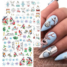 Load image into Gallery viewer, 3D Nail Stickers Decals Snowflakes Elk Bear Christmas Xmas Transfer Stickers Nail Art Self-Adhesive Decals Decoration Nail Art Stickers Decals Christmas Snowflake Bronzing Christmas Slider Nail Art 3D Decals Decoration