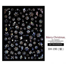 Load image into Gallery viewer, 3D Nail Stickers Decals Snowflakes Elk Bear Christmas Xmas Transfer Stickers Nail Art Self-Adhesive Decals Decoration Nail Art Stickers Decals Christmas Snowflake Bronzing Christmas Slider Nail Art 3D Decals Decoration
