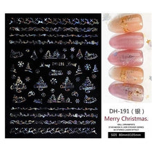 Load image into Gallery viewer, 3D Nail Stickers Decals Snowflakes Elk Bear Christmas Xmas Transfer Stickers Nail Art Self-Adhesive Decals Decoration Nail Art Stickers Decals Christmas Snowflake Bronzing Christmas Slider Nail Art 3D Decals Decoration