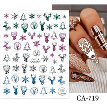 Load image into Gallery viewer, 3D Nail Stickers Decals Snowflakes Elk Bear Christmas Xmas Transfer Stickers Nail Art Self-Adhesive Decals Decoration Nail Art Stickers Decals Christmas Snowflake Bronzing Christmas Slider Nail Art 3D Decals Decoration