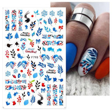 Load image into Gallery viewer, 3D Nail Stickers Decals Snowflakes Elk Bear Christmas Xmas Transfer Stickers Nail Art Self-Adhesive Decals Decoration Nail Art Stickers Decals Christmas Snowflake Bronzing Christmas Slider Nail Art 3D Decals Decoration