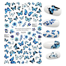 Load image into Gallery viewer, 3D Nail Stickers Leaves Butterfly Panda Love Heart Design Stickers For Nails Manicure Foil Nail Art Decor Girls Manicure Decoration Nail Art Supplies 3D Self-Adhesive Nail Decals Designer Nail Stickers for Acrylic Nails