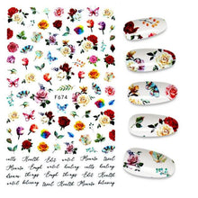 Load image into Gallery viewer, 3D Nail Stickers Leaves Butterfly Panda Love Heart Design Stickers For Nails Manicure Foil Nail Art Decor Girls Manicure Decoration Nail Art Supplies 3D Self-Adhesive Nail Decals Designer Nail Stickers for Acrylic Nails