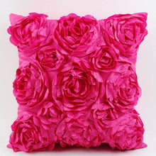Load image into Gallery viewer, 3D Roses Style Embroidered Polyester Cushion Cover Pillowcase Wedding Home Decorative Roses Floral Print Cushion Covers Throw Pillow Covers For Decorating Sofa Car Bedroom 42x42cm