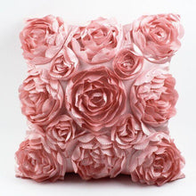 Load image into Gallery viewer, 3D Roses Style Embroidered Polyester Cushion Cover Pillowcase Wedding Home Decorative Roses Floral Print Cushion Covers Throw Pillow Covers For Decorating Sofa Car Bedroom 42x42cm