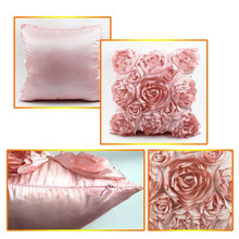 Load image into Gallery viewer, 3D Roses Style Embroidered Polyester Cushion Cover Pillowcase Wedding Home Decorative Roses Floral Print Cushion Covers Throw Pillow Covers For Decorating Sofa Car Bedroom 42x42cm