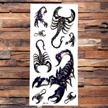 Load image into Gallery viewer, 3D Scorpion Temporary Tattoos Sticker Body Arm Waterproof Wolf Tattoo Realistic Style For Women Men