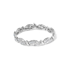Load image into Gallery viewer, 14K White Gold 4.0 Cttw Invisble Set Princess-Cut Diamond Wave Style Link Bracelet (H-I Color, SI2-I1 Clarity) - 7"