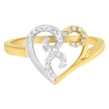 Load image into Gallery viewer, 10K Two-Toned Gold Diamond Heart Shape Cluster Ring (1/6 Cttw, H-I Color, I1-I2 Clarity) - Size 6