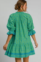 Load image into Gallery viewer, Full Size Tassel Embroidered Sleeve Mini Dress Plus Size Feminine & Stylish Green Dress