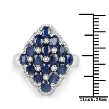 Load image into Gallery viewer, 3.48 Carat Genuine Blue Sapphire and White Zircon .925 Sterling Silver Ring