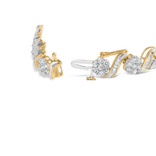 Load image into Gallery viewer, 10k Yellow Gold 5.00 Cttw Round-Cut and Baguette-Cut Diamond Floral Link 7.25" Bracelet (I-J Color, I2-I3 Clarity)