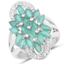 Load image into Gallery viewer, 2.74 Carat Genuine Emerald and White Topaz .925 Sterling Silver Ring
