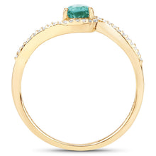 Load image into Gallery viewer, 0.33 Carat Genuine Zambian Emerald and White Diamond 14K Yellow Gold Ring