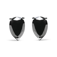 Load image into Gallery viewer, 14K White Gold 2.00 Cttw Pear Cut Black Diamond Stud Earrings