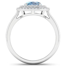 Load image into Gallery viewer, 1.72 Carat Genuine Aquamarine and White Diamond 14K White Gold Ring
