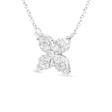 Load image into Gallery viewer, 10K White Gold 1/2 Cttw Brilliant Round Diamond Marquise Shaped 4 Leaf Clover Adjustable 16-18" Inch Pendant Necklace (I-J Color, I1-I2 Clarity)