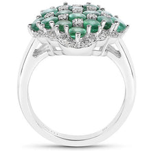Load image into Gallery viewer, 2.68 Carat Genuine Zambian Emerald and White Zircon .925 Sterling Silver Ring