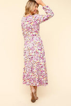 Load image into Gallery viewer, Lilac Full Size Floral V-Neck Long Sleeve Dress With Side Pockets Elegant & Practical Dress