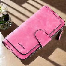Load image into Gallery viewer, Vintage Faux Leather Long Wallet – Trifold Credit Card Holder with Snap & Zipper