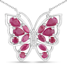 Load image into Gallery viewer, 2.88 Carat Genuine Ruby and White Zircon .925 Sterling Silver Necklace
