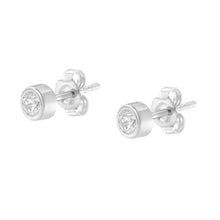 Load image into Gallery viewer, 10K White Gold 1/5 Cttw Round Brilliant-Cut Near Colorless Diamond Bezel-Set Stud Earrings (H-I Color, I1-I2 Clarity)