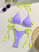 Load image into Gallery viewer, New Festival Flame Halter Bikini Set for Women – Triangle V-Neck Backless Two-Piece Swimsuit with Tie Side Bottoms & Adjustable Lace-Up Fit – Sleek Polyamide Swimwear for Koningsdag/King’s Day & Summer Beach Celebrations
