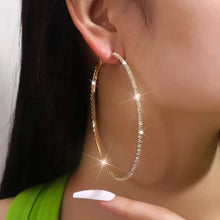 Load image into Gallery viewer, Women's Rhinestone Hoop Earrings – Large Stainless Steel Bling Hoops