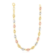 Load image into Gallery viewer, 14k Tri Color Gold High Polish Puffed Mariner Link Chain