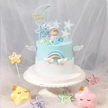 Load image into Gallery viewer, 3PCS Love Happy Birthday Cake Toppers Star Cupcake Toppers Cake Decorations Glitter Star Cupcake Picks White Cloud Toothpicks for Baby Shower Stars Cupcake Topper Flags For Wedding Kids Birthday Party Supplies Cake Decoration