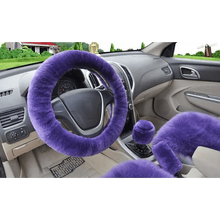 Load image into Gallery viewer, 3Pcs Set Winter Fashion Wool Fur Soft Furry Car Steering Wheel Covers 16 Colors Winter Universal Hand Brake Gear Cover Car Accessories