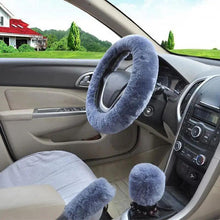 Load image into Gallery viewer, 3Pcs Set Winter Fashion Wool Fur Soft Furry Car Steering Wheel Covers 16 Colors Winter Universal Hand Brake Gear Cover Car Accessories