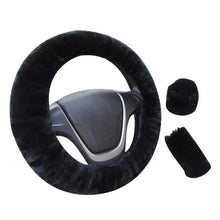 Load image into Gallery viewer, 3Pcs Set Winter Fashion Wool Fur Soft Furry Car Steering Wheel Covers 16 Colors Winter Universal Hand Brake Gear Cover Car Accessories