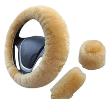 Load image into Gallery viewer, 3Pcs Set Winter Fashion Wool Fur Soft Furry Car Steering Wheel Covers 16 Colors Winter Universal Hand Brake Gear Cover Car Accessories