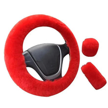 Load image into Gallery viewer, 3Pcs Set Winter Fashion Wool Fur Soft Furry Car Steering Wheel Covers 16 Colors Winter Universal Hand Brake Gear Cover Car Accessories