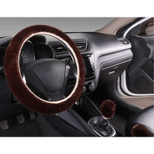 Load image into Gallery viewer, 3Pcs Set Winter Fashion Wool Fur Soft Furry Car Steering Wheel Covers 16 Colors Winter Universal Hand Brake Gear Cover Car Accessories