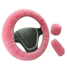 Load image into Gallery viewer, 3Pcs Set Winter Fashion Wool Fur Soft Furry Car Steering Wheel Covers 16 Colors Winter Universal Hand Brake Gear Cover Car Accessories