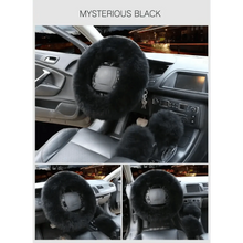 Load image into Gallery viewer, 3Pcs Set Winter Fashion Wool Fur Soft Furry Car Steering Wheel Covers 16 Colors Winter Universal Hand Brake Gear Cover Car Accessories