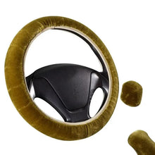 Load image into Gallery viewer, 3Pcs Set Winter Fashion Wool Fur Soft Furry Car Steering Wheel Covers 16 Colors Winter Universal Hand Brake Gear Cover Car Accessories
