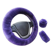 Load image into Gallery viewer, 3Pcs Set Winter Fashion Wool Fur Soft Furry Car Steering Wheel Covers 16 Colors Winter Universal Hand Brake Gear Cover Car Accessories