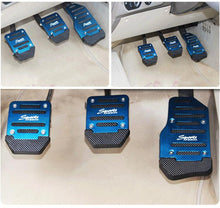 Load image into Gallery viewer, 3Pcs/Set Universal Aluminum Manual Transmission Non-Slip Car Pedal Cover Set Kit Pedals Red Blue Silver Car Vehicle Sports Accelerator Brake No Drill Non-Slip Performance Car Rest Pedal Brake Auto Sports Gas Fuel Petrol Clutch Brake Pad Auto Accessories