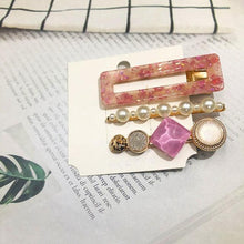 Load image into Gallery viewer, 3PCS/Set Women Girls Hair Clips Square Round Pearls Hairpins Headband Barrettes Fashion Hair Clip Hairpins for Women Girls Headwear Styling Tools