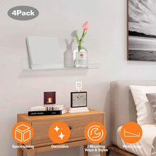 Load image into Gallery viewer, 4-Pack: 15 inches Clear Acrylic Floating Shelves with 2 Mounting Ways